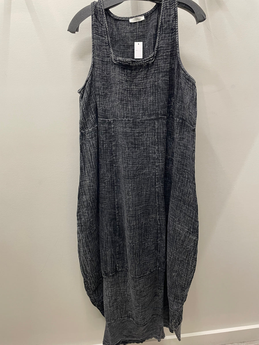 Stone Washed Double Gauze Balloon Maxi Dress