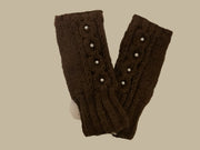 Fingerless Wool Lined Gloves with Cables and Beads by Yak N Yeti Robin Boutique