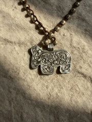 Desert Story Carved Bone Donkey Necklace by Tara Gasparian