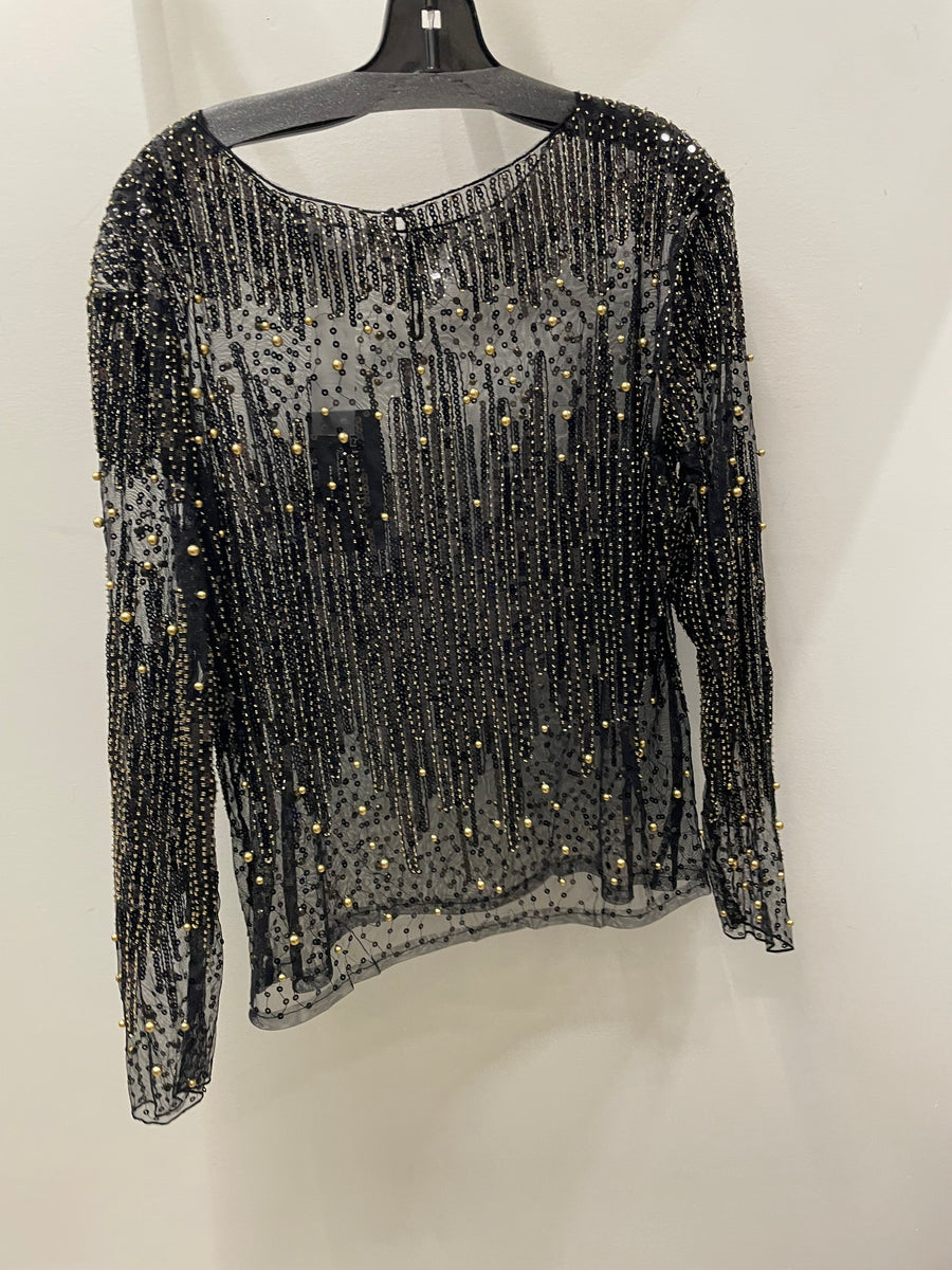 Midnight Gatsby Beaded Mesh Top by EllyNDale