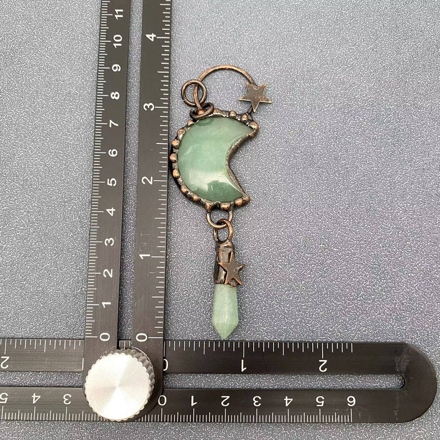 Moon Shape Natural Stone Crafts Charm Pendant