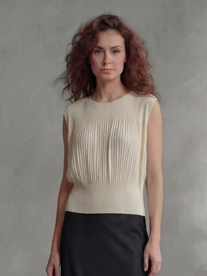 Pleated Sleeveless Top by EllyNDale Robin Boutique