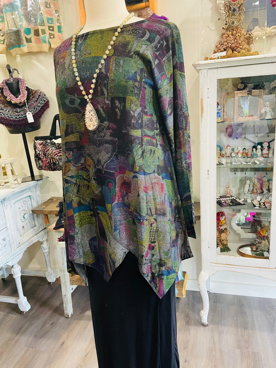 Crew Neck Zigzag Top in Lux Print by Inoah - Robin Boutique-Boutique 