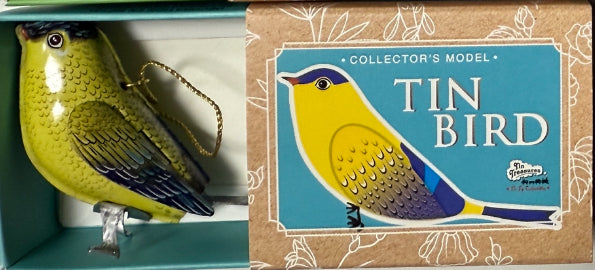 Metal Tin Bird Ornaments Mechanical Moving Parts Robin Boutique