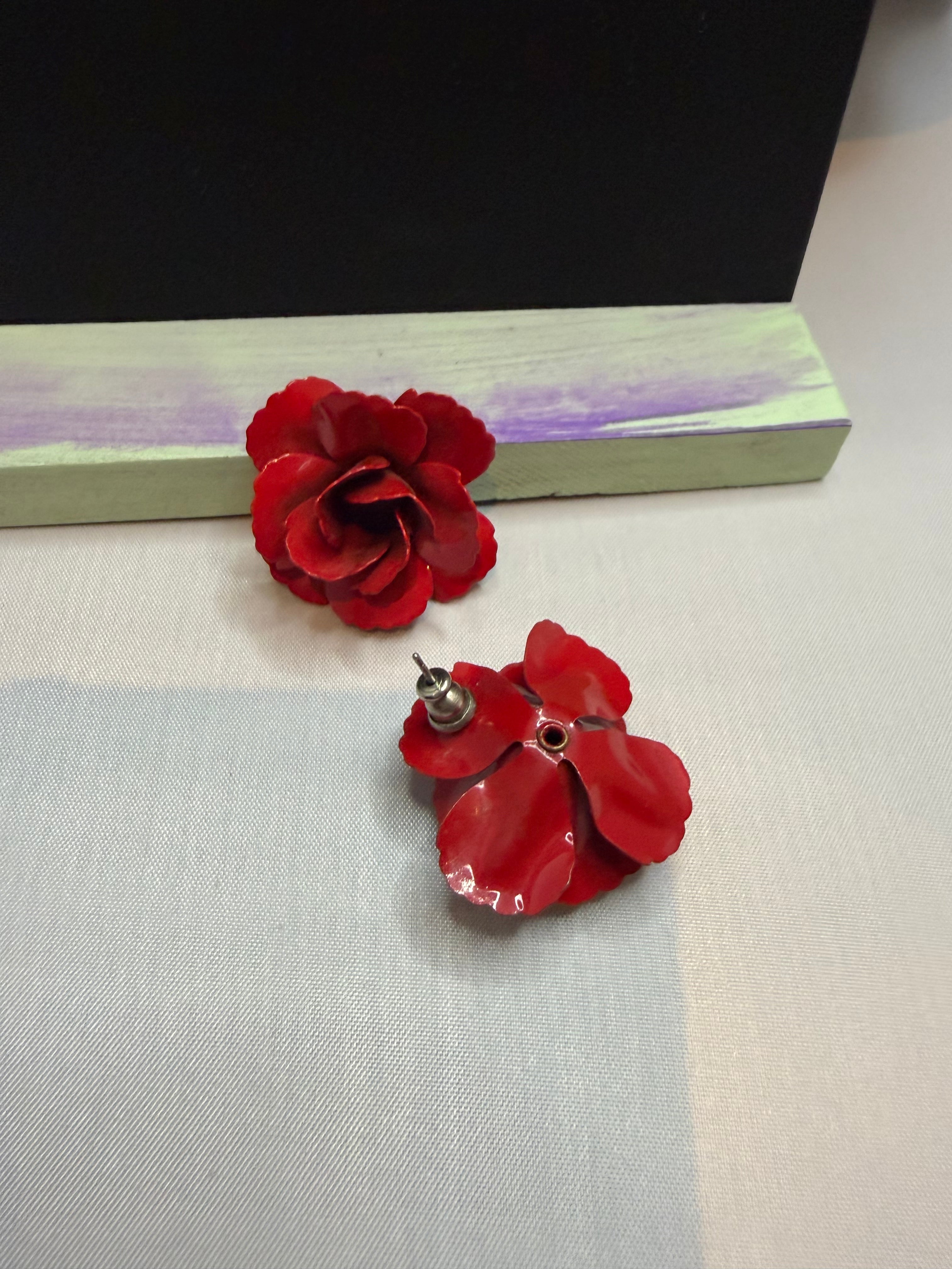 Red Rose Acrylic Earrings by The Vintage Jewel