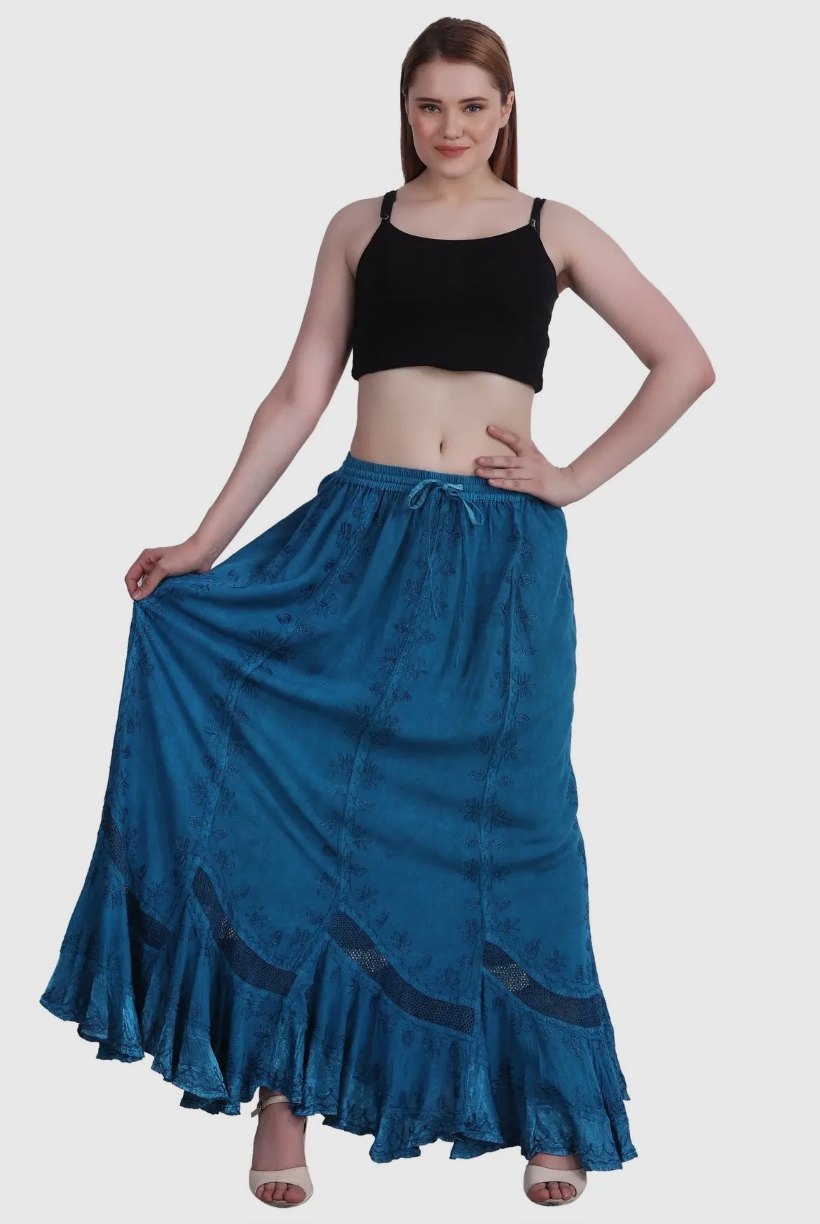 Embroidered Maxi Skirt