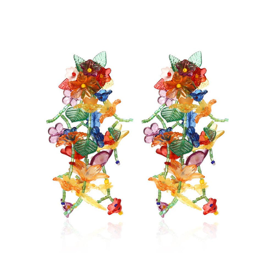 Hand-woven Long Flower Tassel Earrings - Robin Boutique