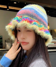 Colorful Mohair-Feel Ruffle Knit Beanie