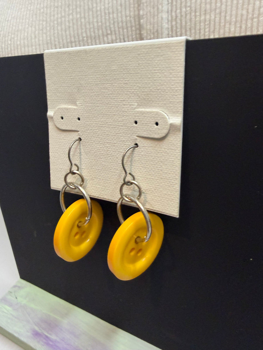 Yellow Button Earrings by The Vintage Jewel