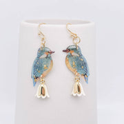 Resin Blue Bird Charm Dangle Earrings - Robin Booutique