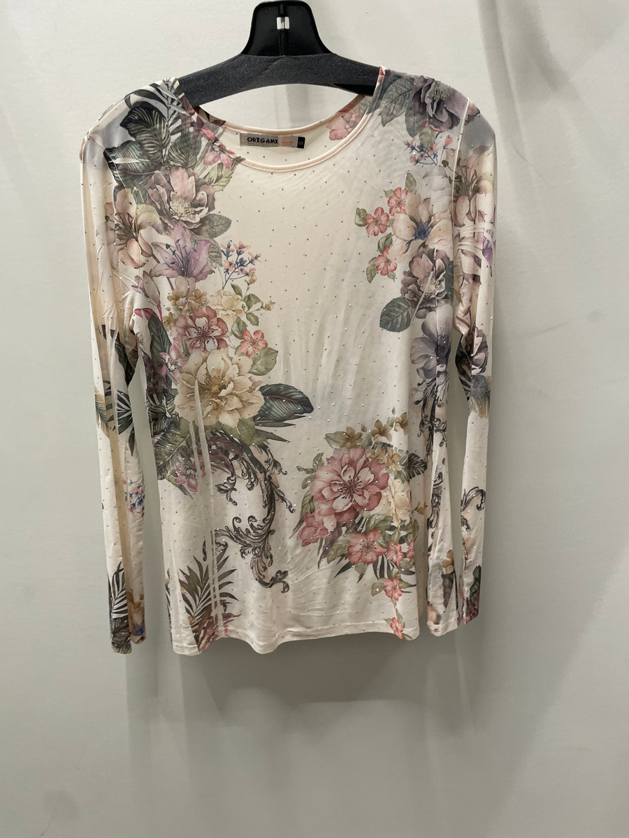 Sparkly Sheer Mesh Layering Shirt in Wc Floral by Origami