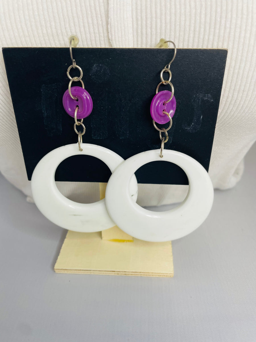 White Acrylic Hoop Earrings by The Vintage Jewel