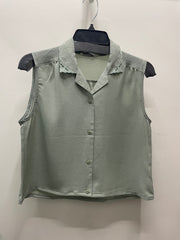 Reworked Sleeveless Flowy Crop Button Down #08