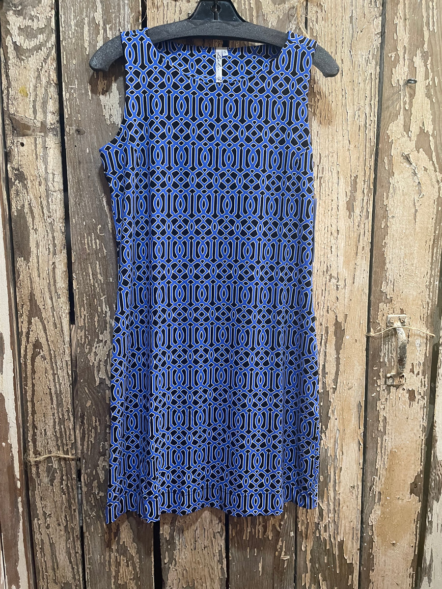 Sleeveless Travel Dress in Geometric Print by LuLu B