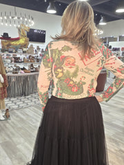 Sparkling Sheer Mesh Layering Shirt in Vintage Christmas by Origami