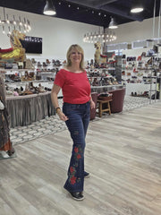 Driftwood Farrah Embroidered High-Rise Bootleg Jeans Robin Boutique