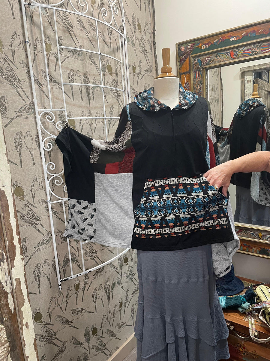Hooded Patchwork Poncho by Yak & Yeti - Robin Boutique-Boutique 