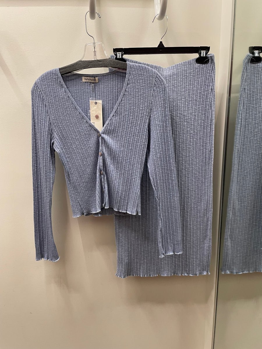 Poor Boy Rib Knit Cropped Cardigan