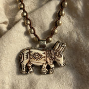 Desert Story Carved Bone Donkey Necklace by Tara Gasparian