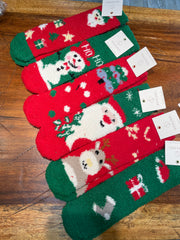 Ultra Soft Chenille Socks in Christmas Tree