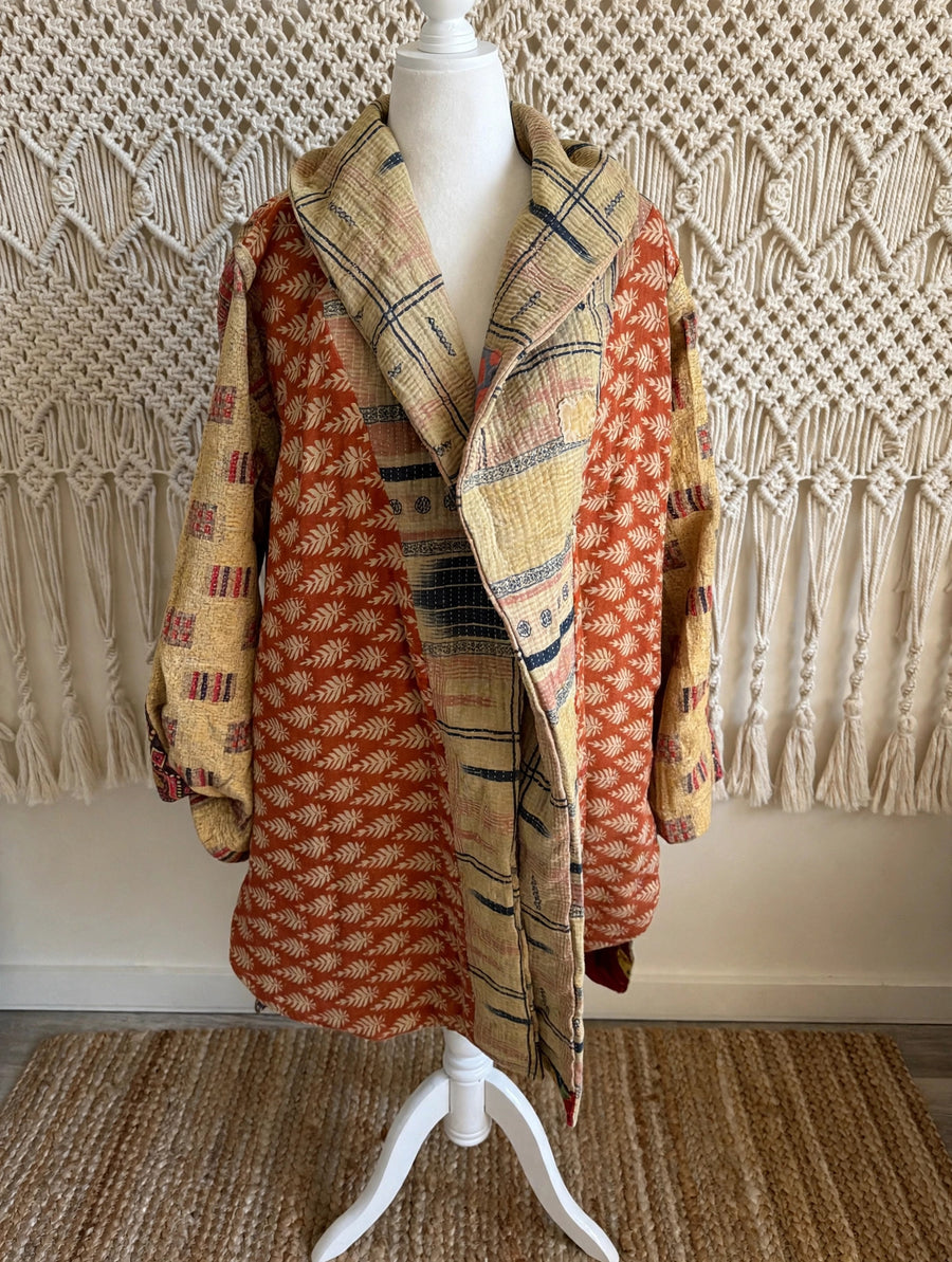 Fine Kantha Drifter Coat #181 by Kantha Bae