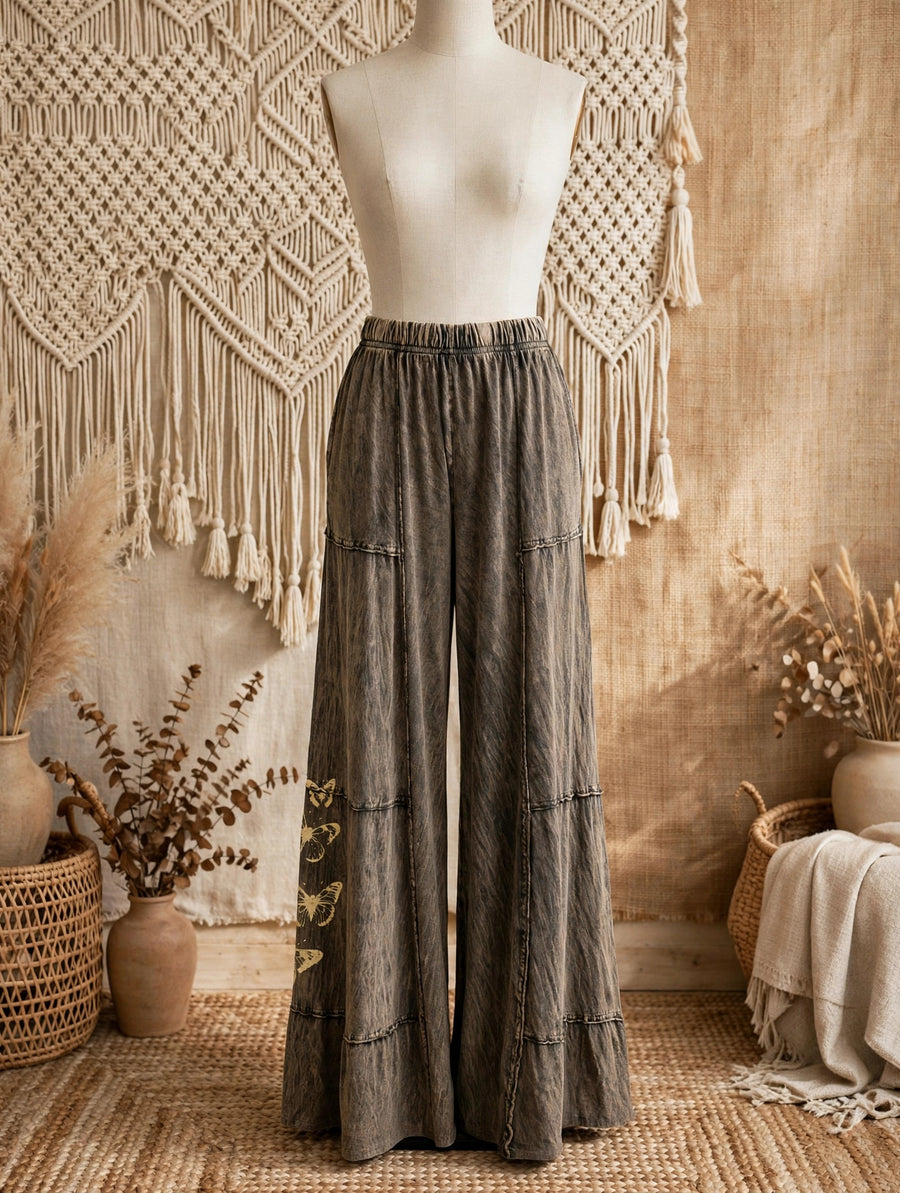 Butterfly Drift Mineral Wash Wide Leg Pant by I Love Linen
