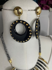 Black Acrylic Hoop Earrings by The Vintage Jewel