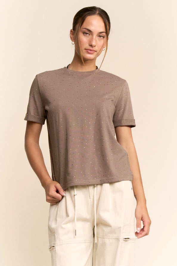 Rhinestone Embellished Relaxed Tee by Davi & Dani