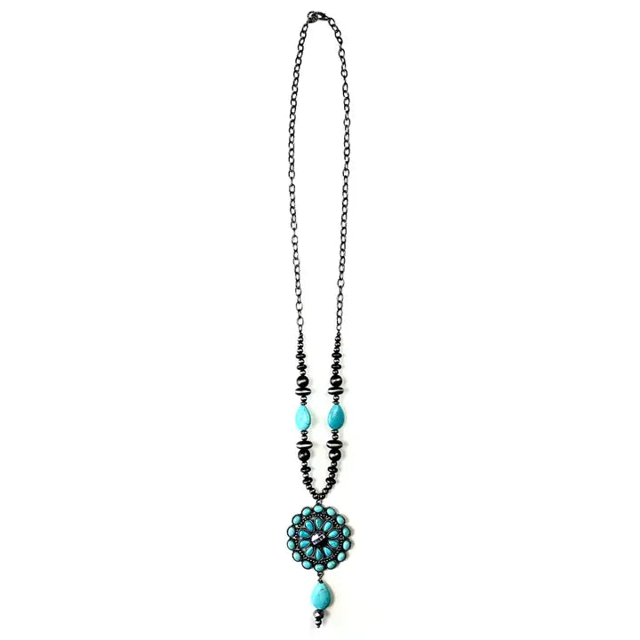 Turquoise Concho Pendant Necklace