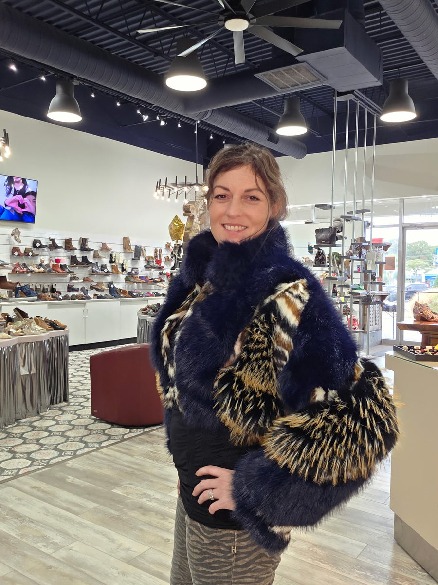 Midnight Wild Faux Fur Crop Jacket By Azalea Wang