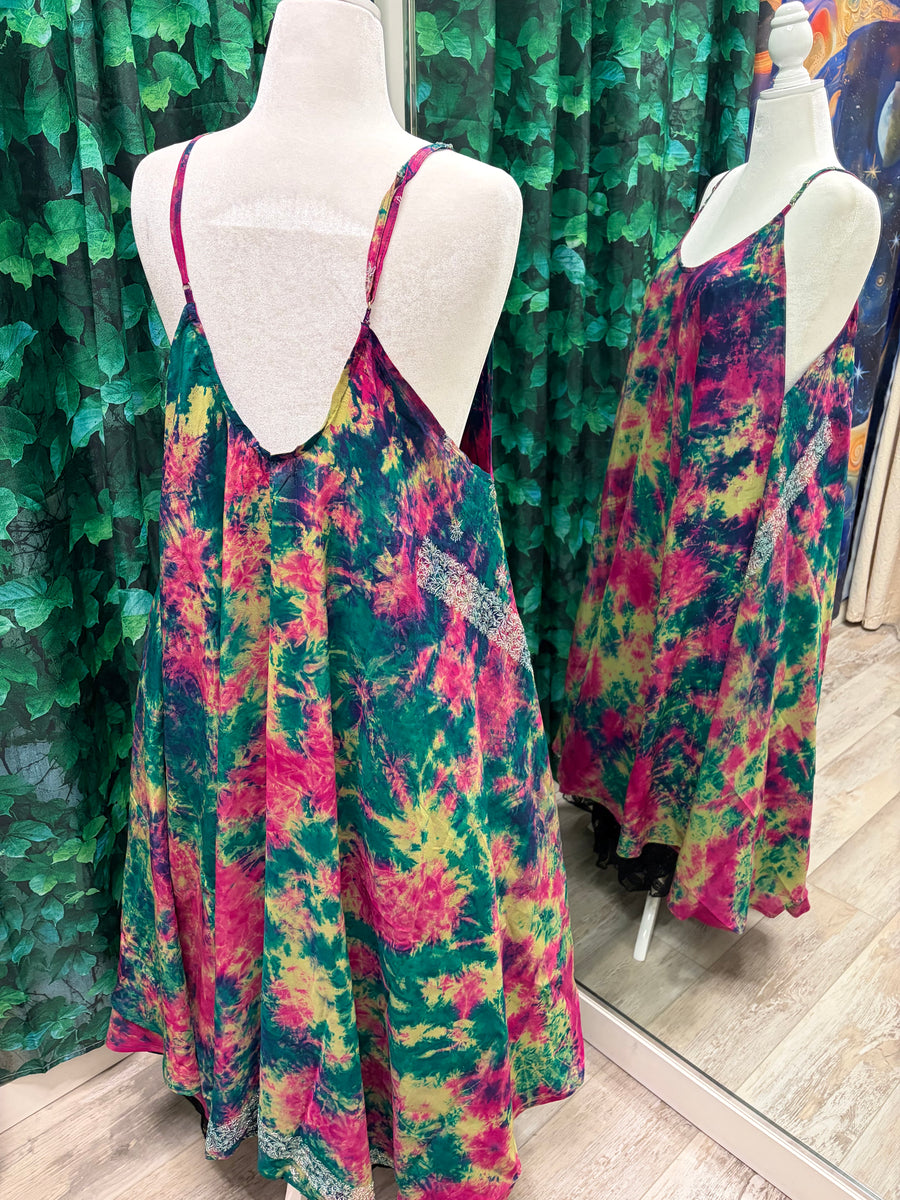 Crepe Sari Moonchild Slip Dress #185 by Kantha Bae