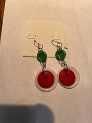 Holiday Colors Long Button Earrings by The Vintage Jewel