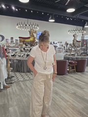 Peace Sign Pinstripe Palazzo Pants by Davi & Dani Robin Boutique