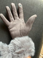 Colorful Soft Touch Screen Gloves with Fake fur cuffs