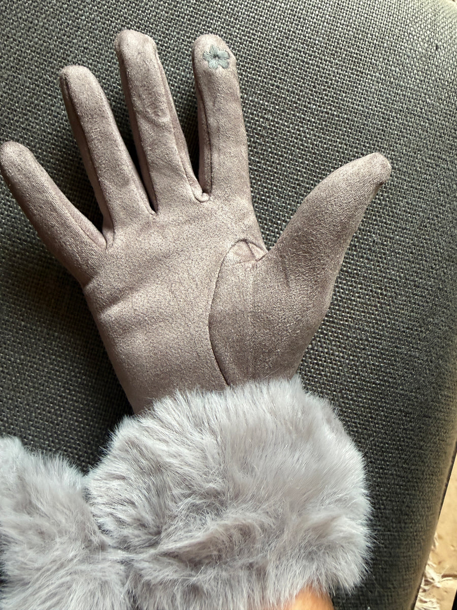 Colorful Soft Touch Screen Gloves with Fake fur cuffs