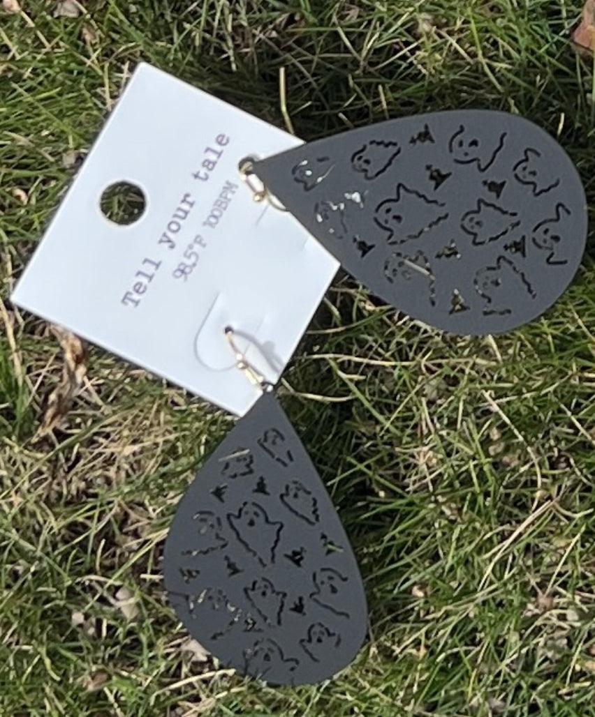 Filigree Skeleton and Ghost Theme Earrings - Robin Boutique-Boutique 