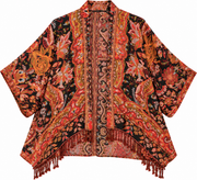 Bohemian Tapestry Kimono Jacket with Fringe