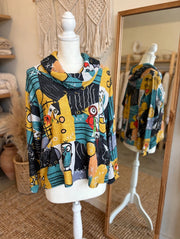 Artful Aviary Cowl Neck Pullover by Inoah