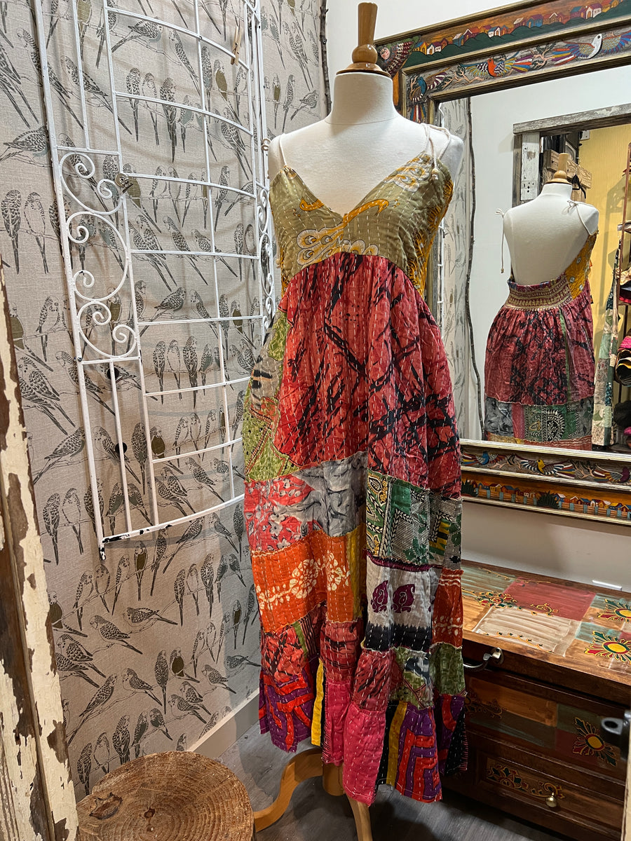 Kantha Sunrise Halter Dress "Raithe" by Jaded Gypsy