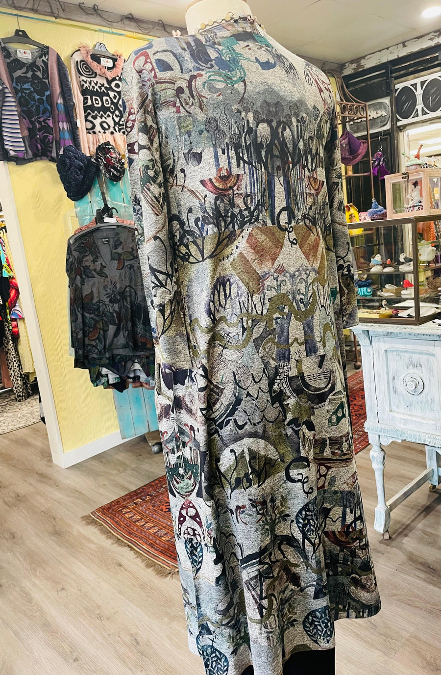 V Neck A Line Dress in Woodlands Print by Inoah - Robin Boutique-Boutique 