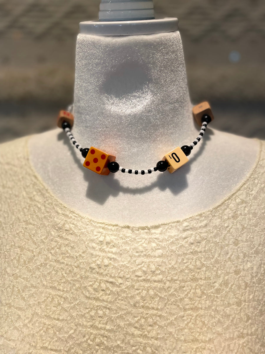 Lucky Roll Choker Yellow Dice Necklace by Lori