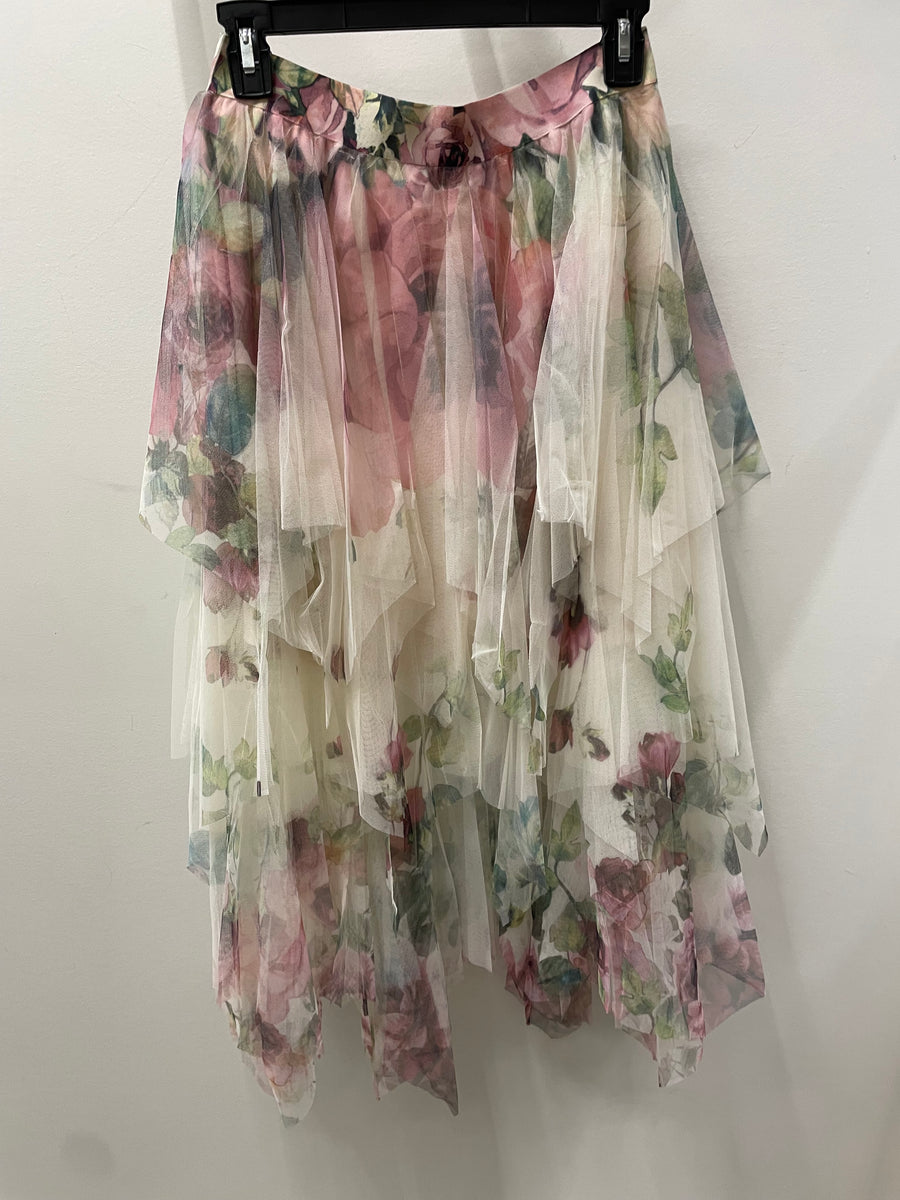 Big Rose Mesh Tiered Tulle Skirt by Origami