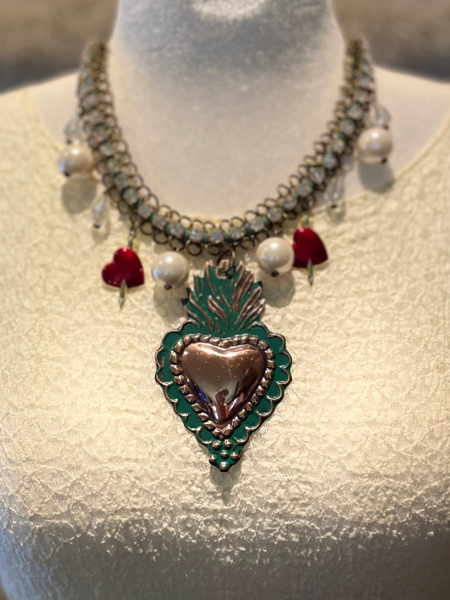 Celtic Heart Red Charm Necklace by Gina Robin Boutique