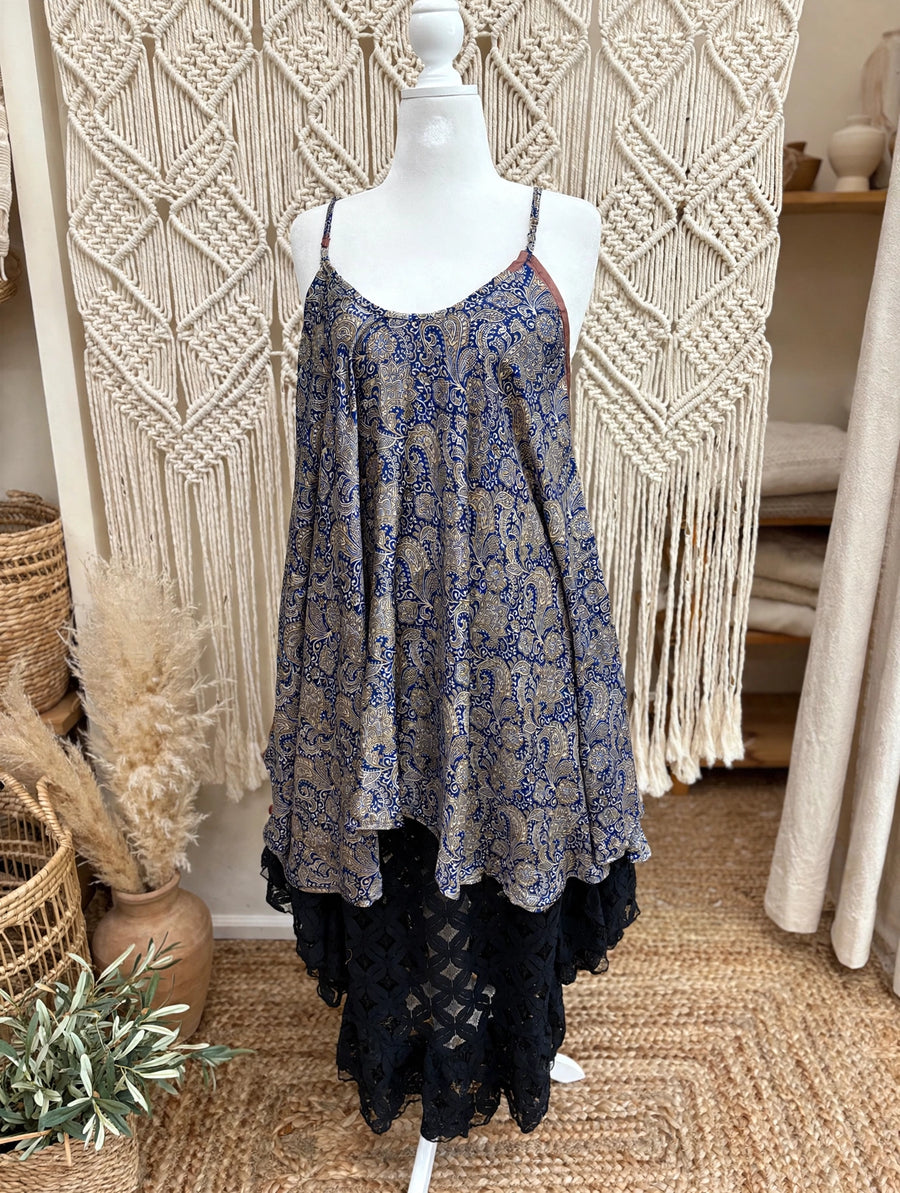 Rasgulla Sari Moonchild Mini Dress #225 by Kantha Bae