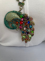 Rhinestone Peacock Necklace by Gina