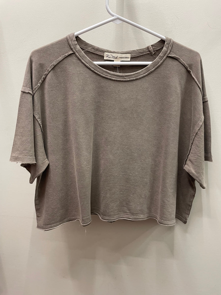 Mineral Washed Cropped Short Sleeve Tee by Rae Mode