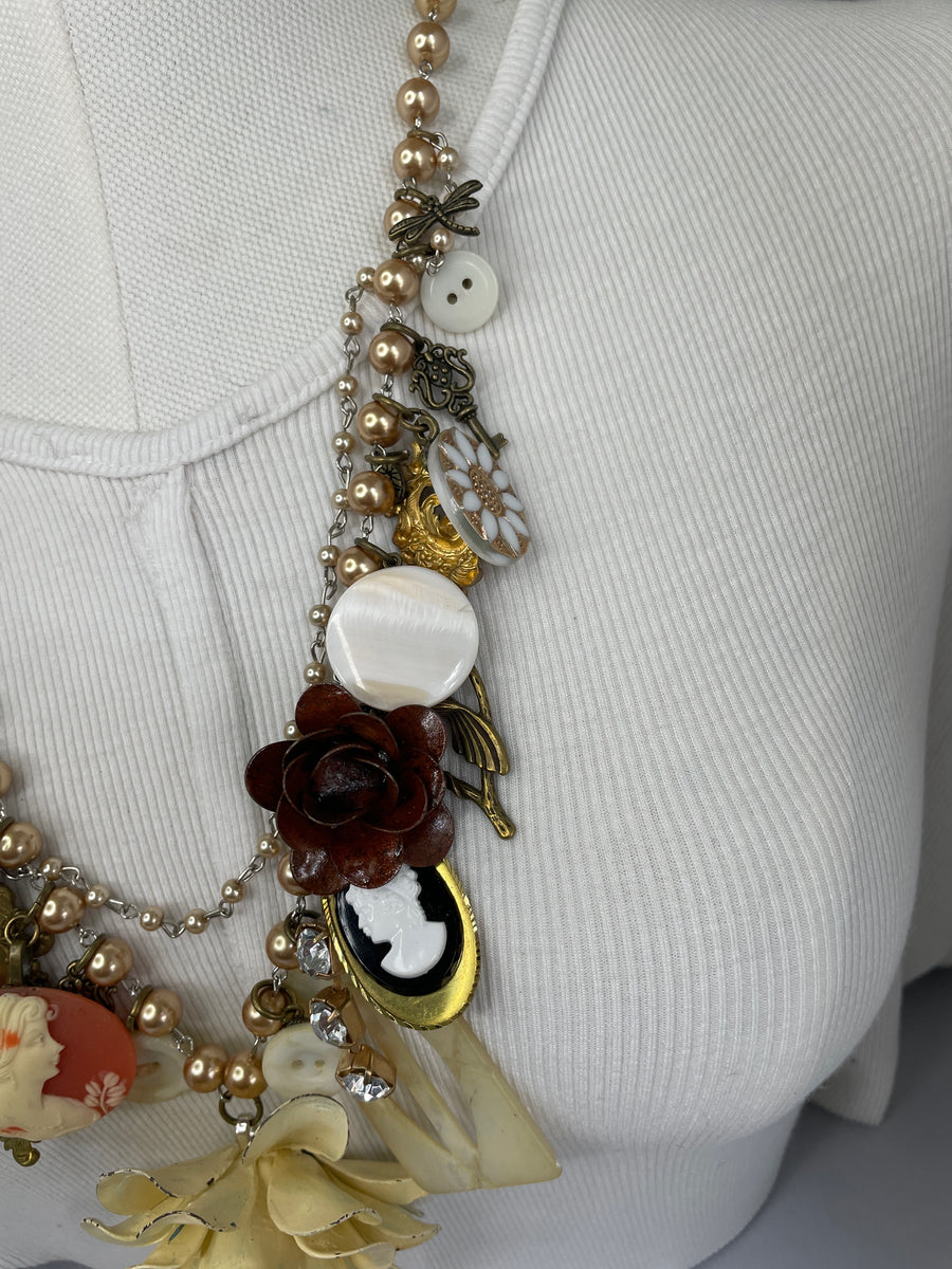 Ivory Rose Cluster Necklace by Gina
