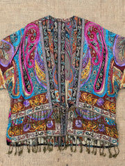 Embroidered Reversible Tapestry Fringe Short Jacket