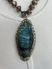 Guanyin Carved in Labradorite Short Necklace