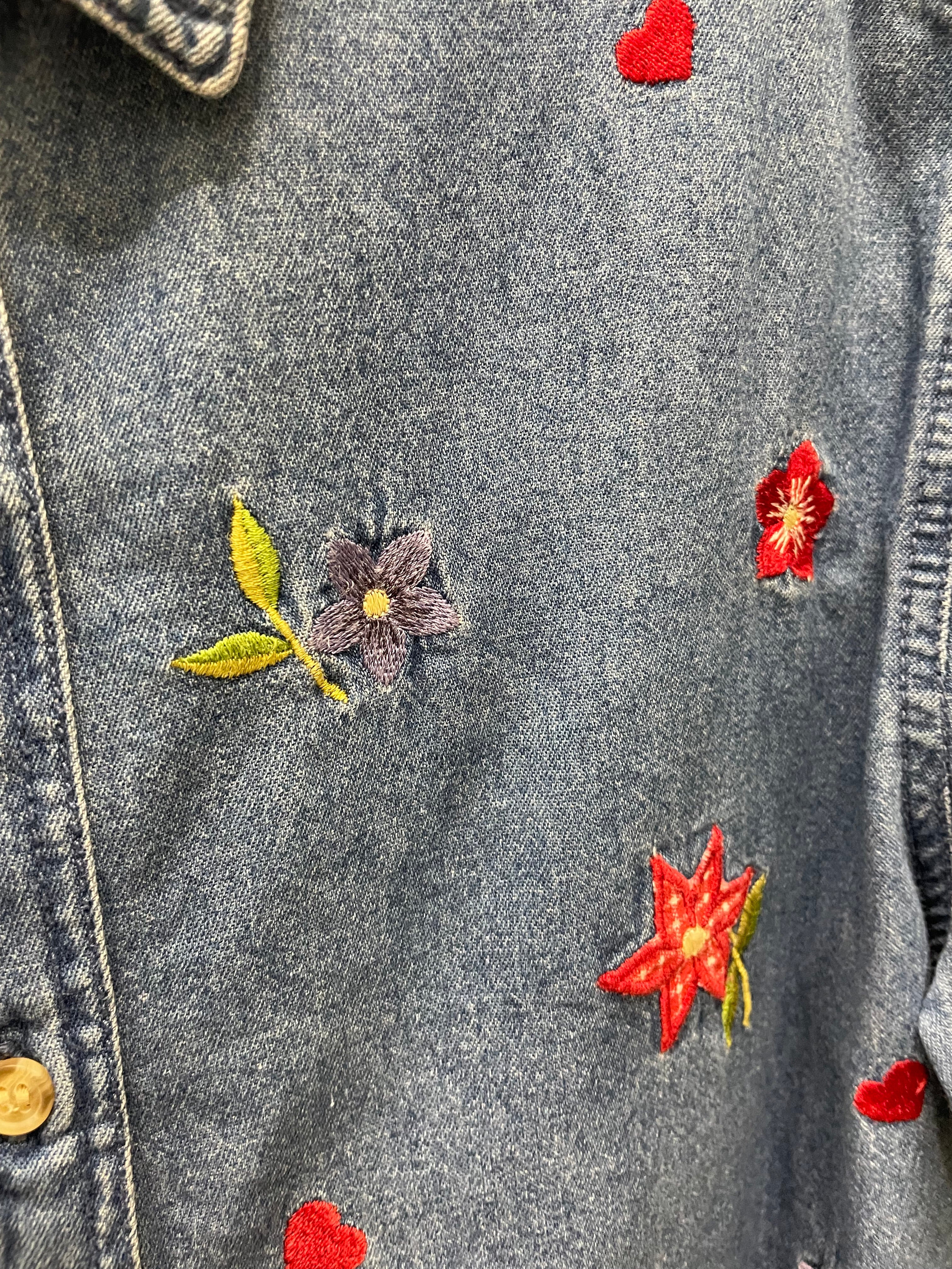 Reworked Denim Crop Button Down #203